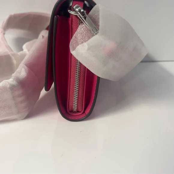 Michael Kors Large Zip Around Wallet Crossbody Bag Dragonfruit Pink - Picture 5 of 7